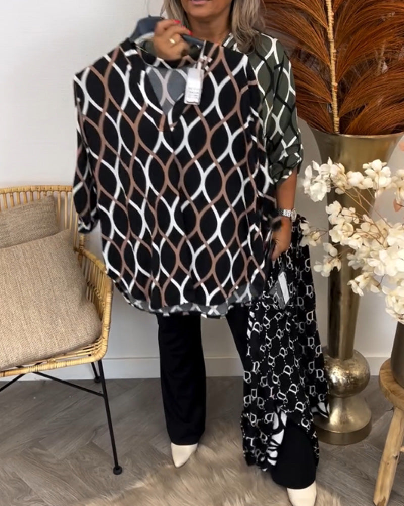 Janny™ | Avslappnad blus med lång ärm och elegant mönster
