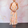 Andrea | Elegante getailleerde aquarel print jurk