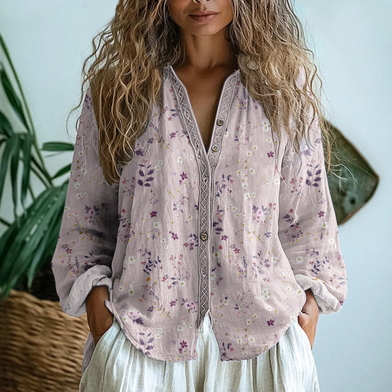 Ámbar™ - Vintageblus med bladmönster