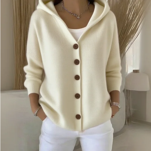 ✨ Victoria – Elegant stickad blus med huva ✨